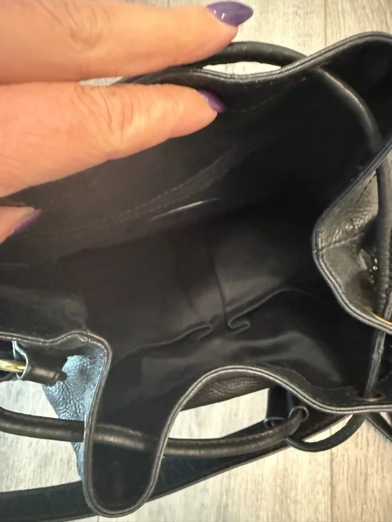 Fossil Black Leather Hobo Shoulder Bag Purse draw string - Picture 10 of 10